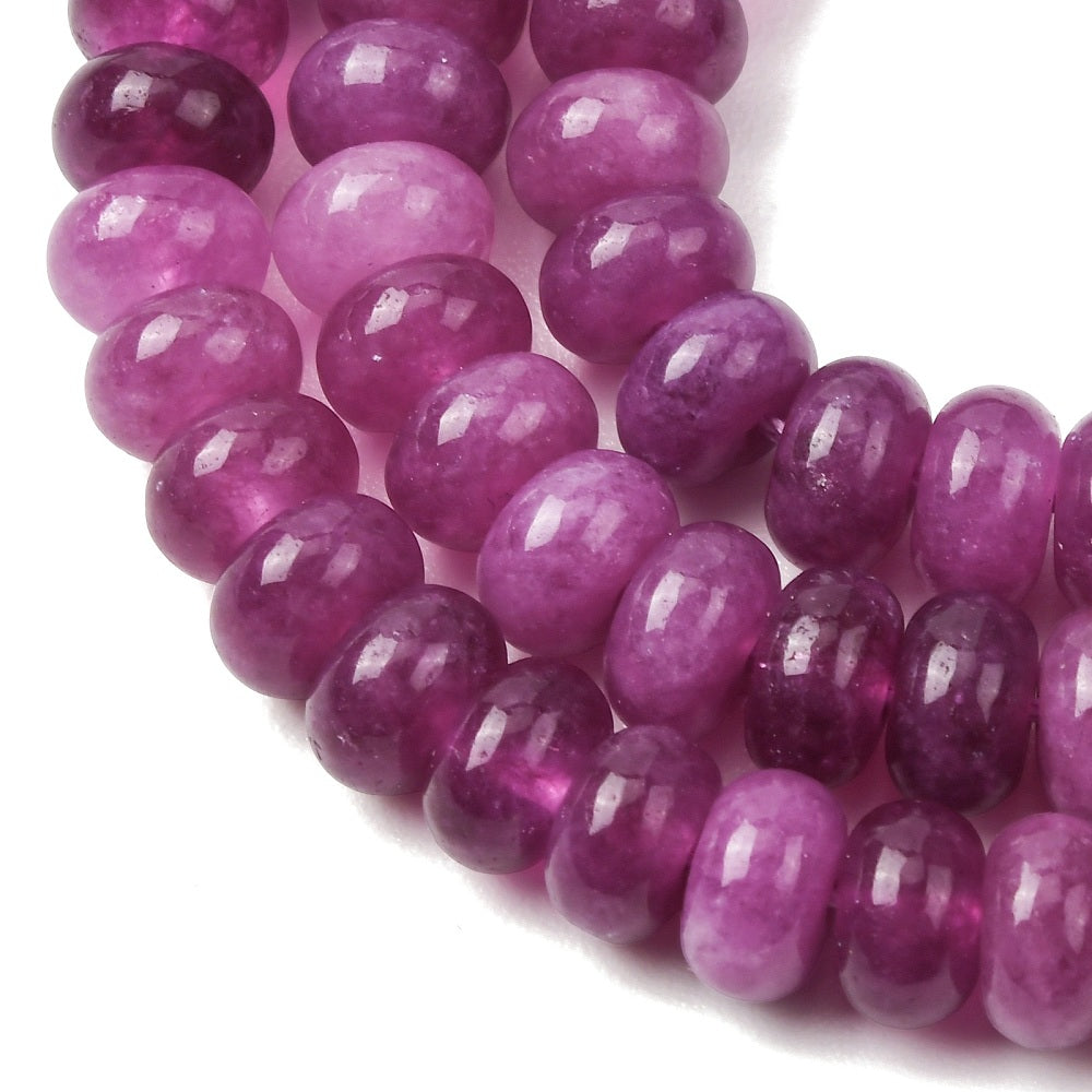 Jade Blanc Naturel — Rondelles 8x5mm | Vieux Rose | Fil ~39 cm