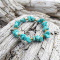 Bracciale di Turchese ed Ematite Dorata — Chips 3-5mm | 19 cm
