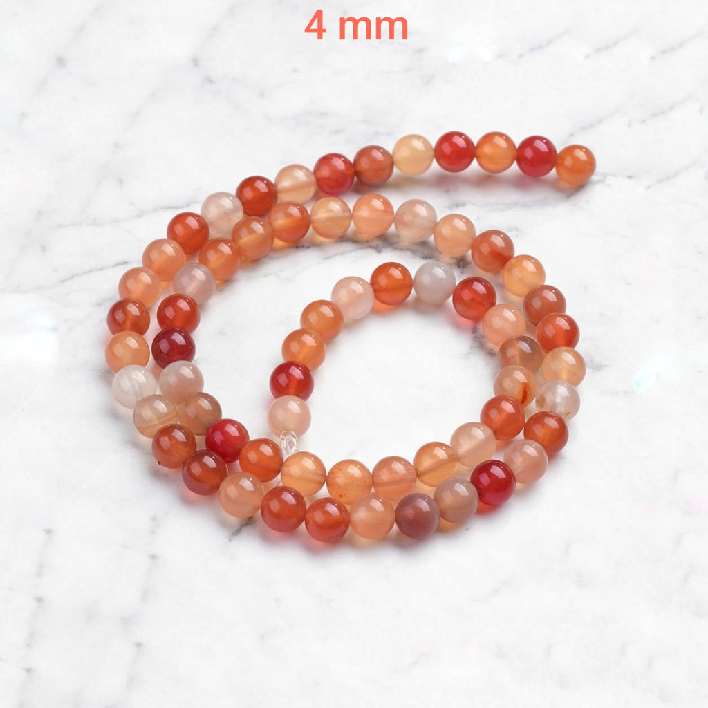 Corniola Naturale — Perline Tonde 4/6mm | Filo ~38 cm