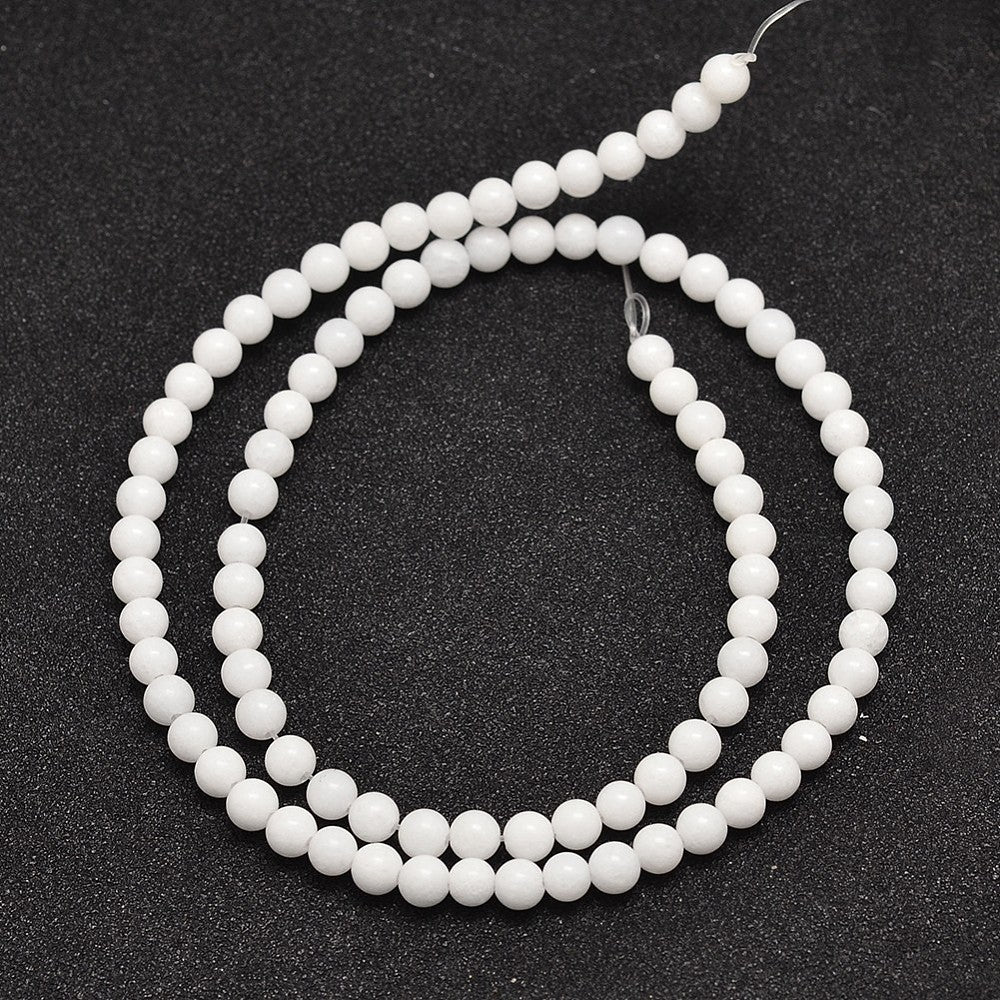 White Natural Jade — Round Beads 4/6/8mm | Strand ~39 cm