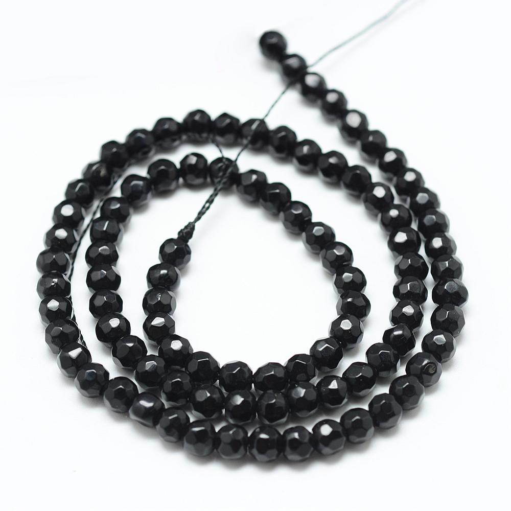Natural White Jade — Faceted Beads 4mm | Emerald, Aquamarine, Light Coral | Strand ~37 cm