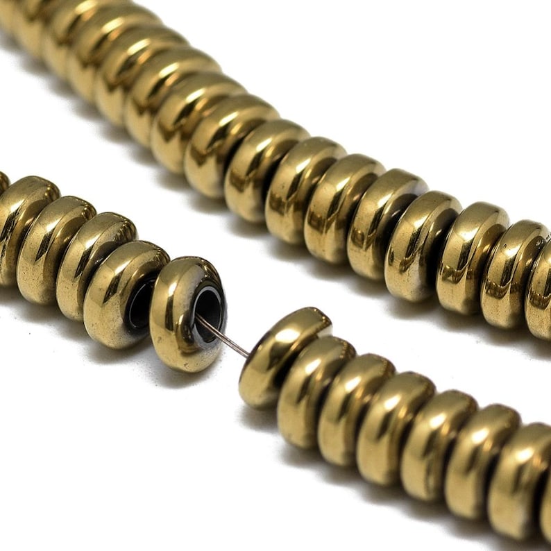 Ematite — Rondelle 6x2mm | Oro, Platino | Filo ~40 cm