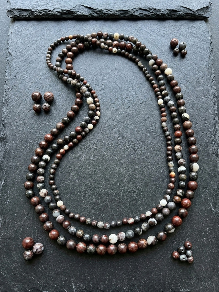 Brecciated Jasper Mala Necklace — 6/8/10mm Beads | 75 cm