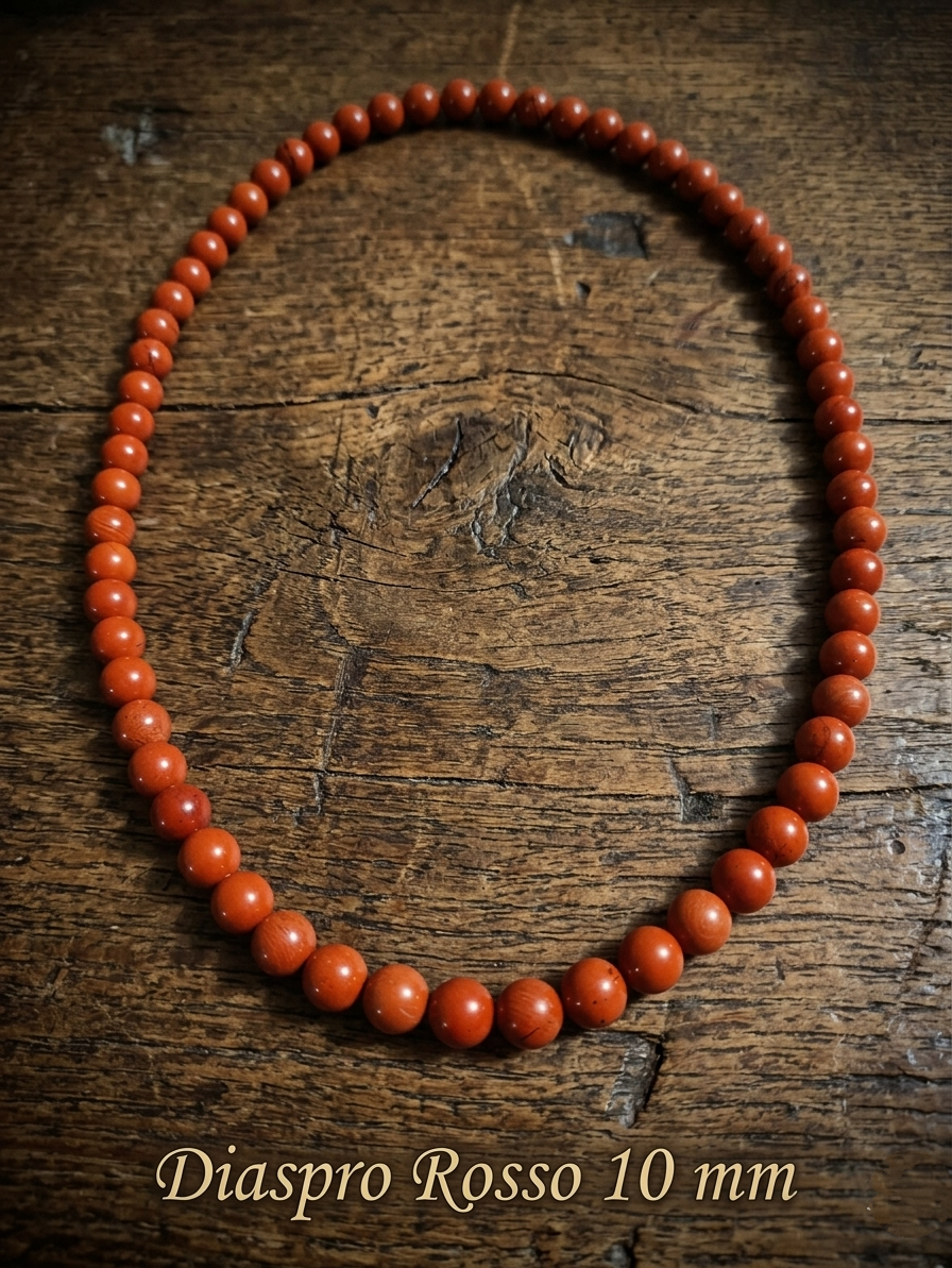 Natural Red Jasper Mala Necklace — 8mm or 10mm Beads | 75 cm