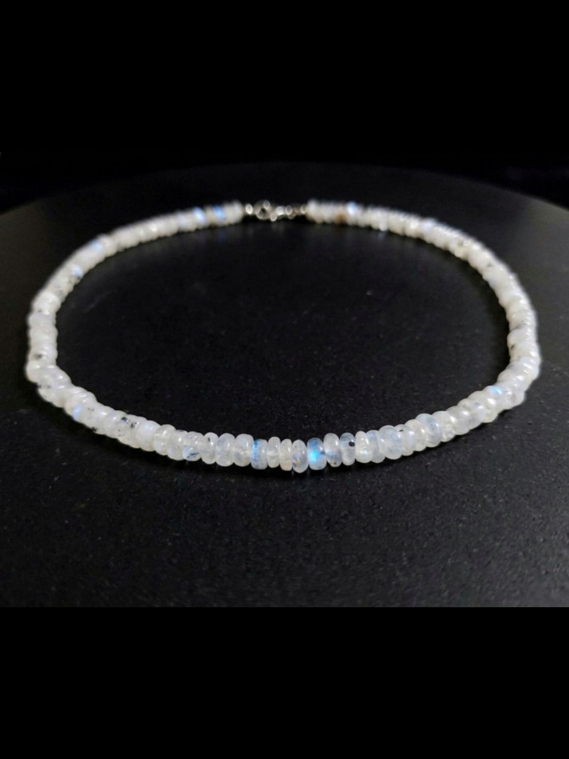 White Labradorite (Rainbow Moonstone) Necklace — Rondelle 3-5mm | 50 cm