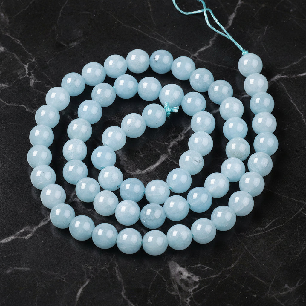 Natural Aquamarine Chalcedony — Round Beads 6/8/10/12mm | Strand ~38 cm