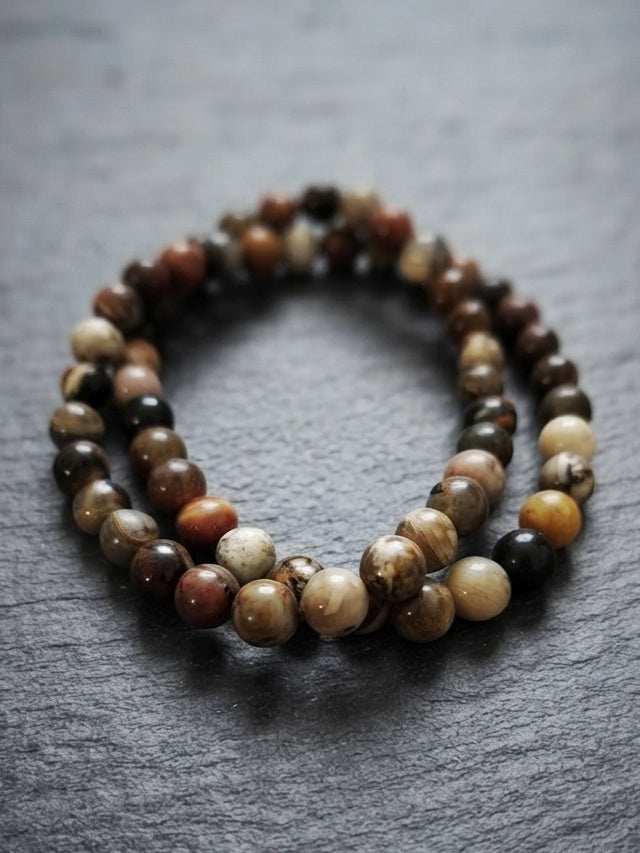 Collana di Legno Pietrificato — Sfere 8mm | 45 o 50 cm
