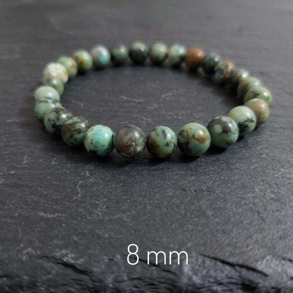 Bracciale di Turchese Africano (Diaspro) — Sfere 6/8/10mm | 18-22 cm