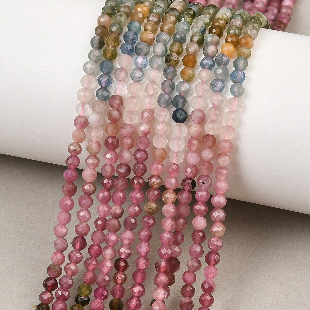 Multicolor Tourmaline — Gradient colors — Faceted beads 2.8/3mm | Strand ~40 cm