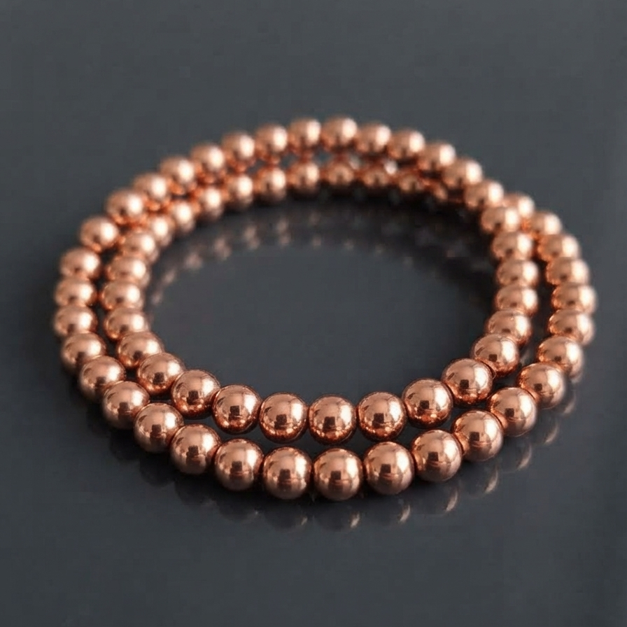 Collana di Ematite — Perline Tonde 6mm | Gold, Light Gold e Rose Gold | 40 o 45 cm