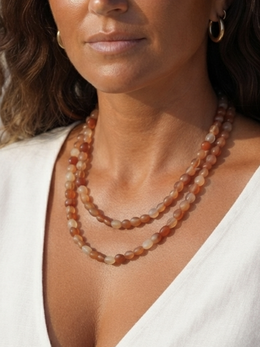 Collana di Agata Rossa del Brasile — Nuggets 10x12mm | 120 cm