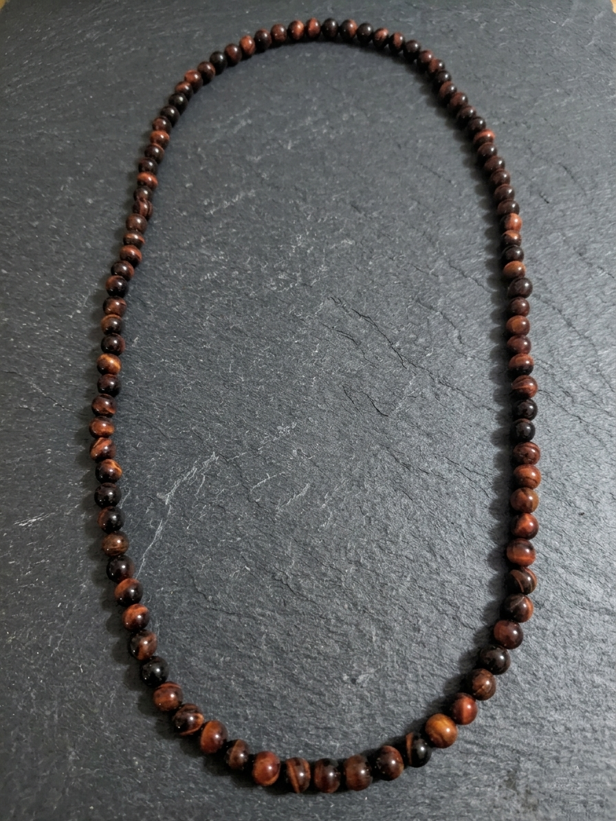 Red Tiger's Eye Mala Necklace — 8mm Beads | 75 cm