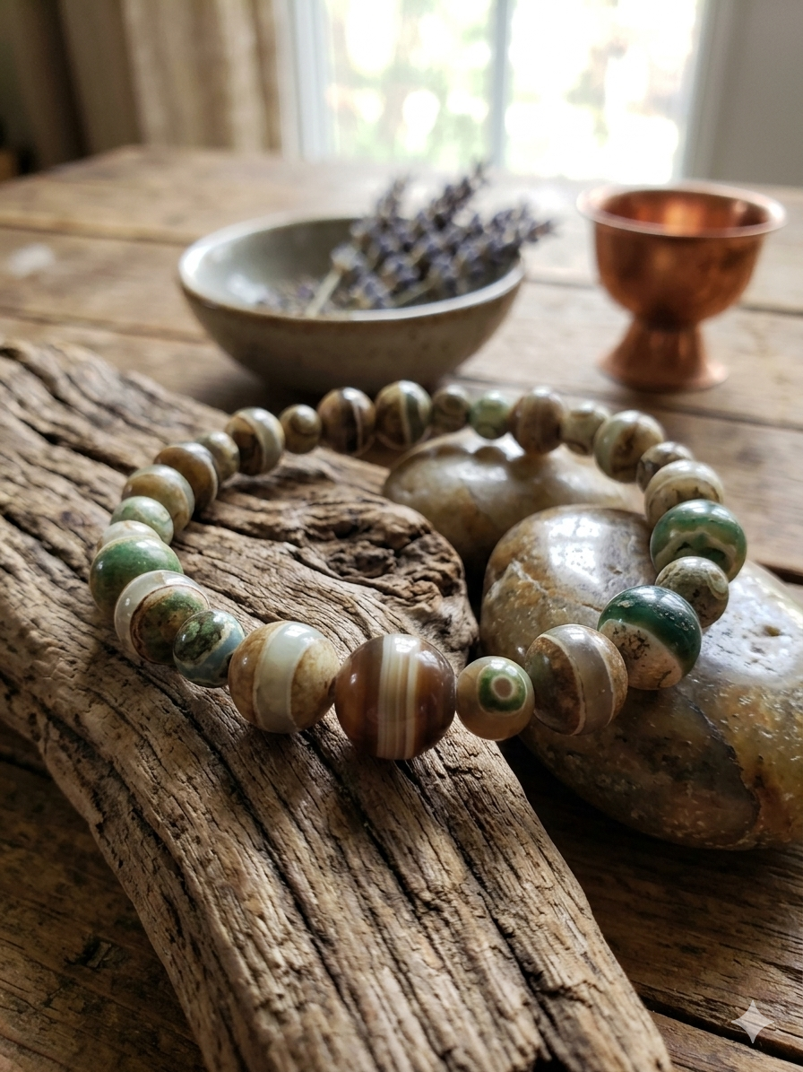 Bracciale di Agata Tibetana — Sfere 6/8mm | 18-22 cm