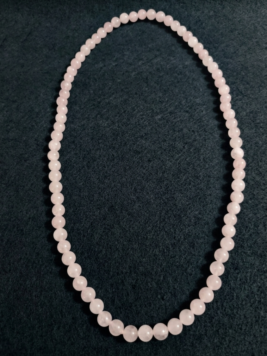 Natural Rose Quartz Necklace — 10mm Beads | 75 cm