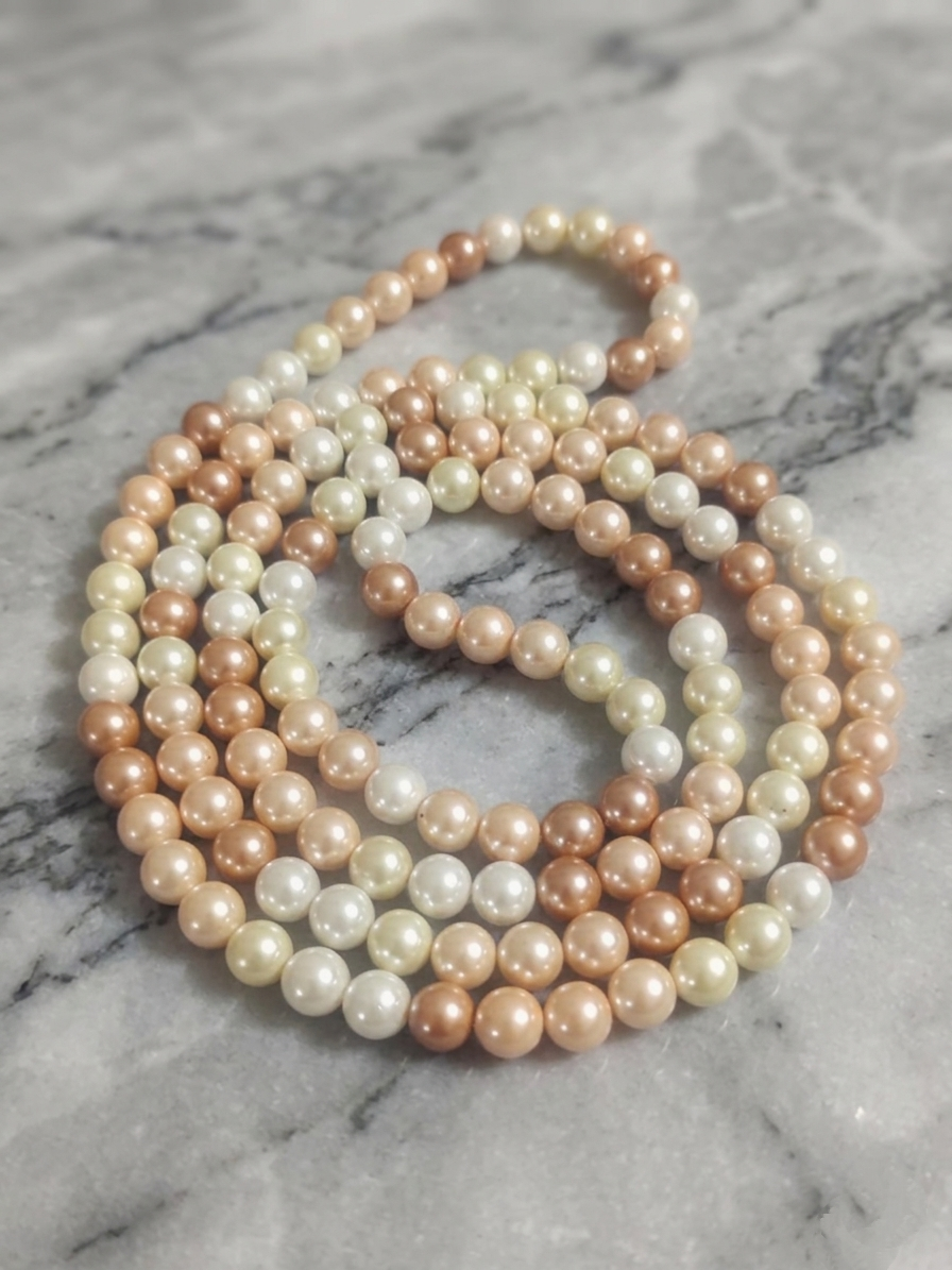 Natural Mother-of-Pearl Bead Necklace — 8mm | 120 cm