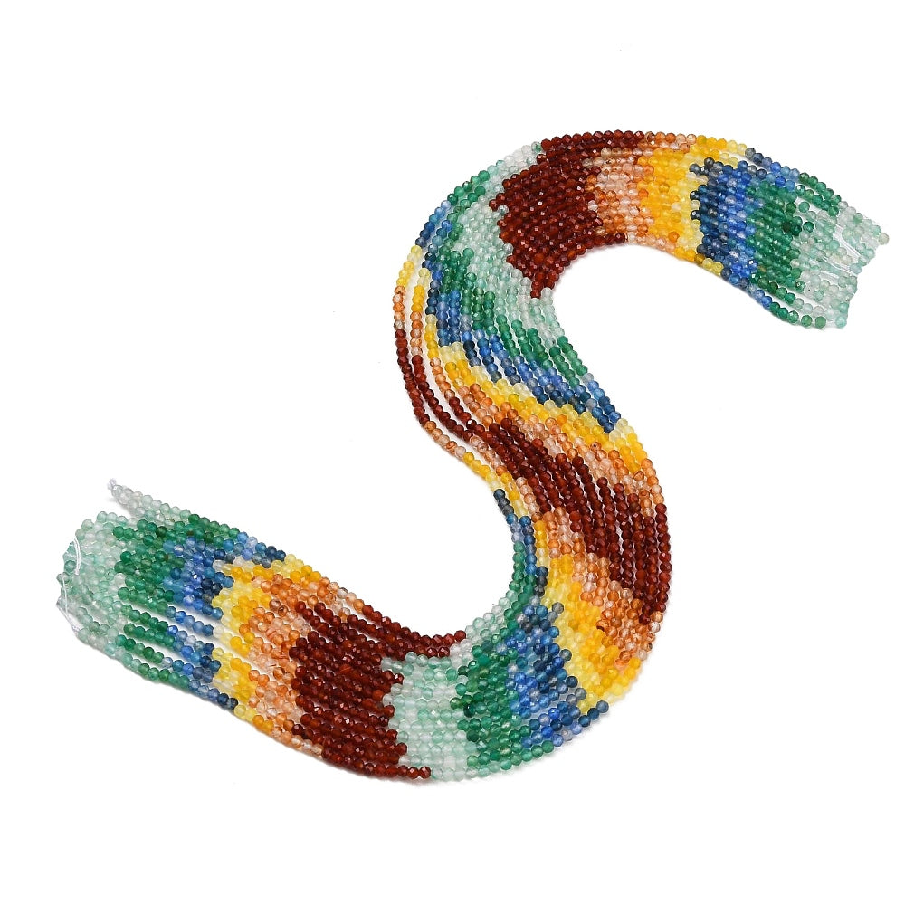Agata Multicolori — Colori sfumati — Perline Sfaccettate 3mm | Filo ~38 cm