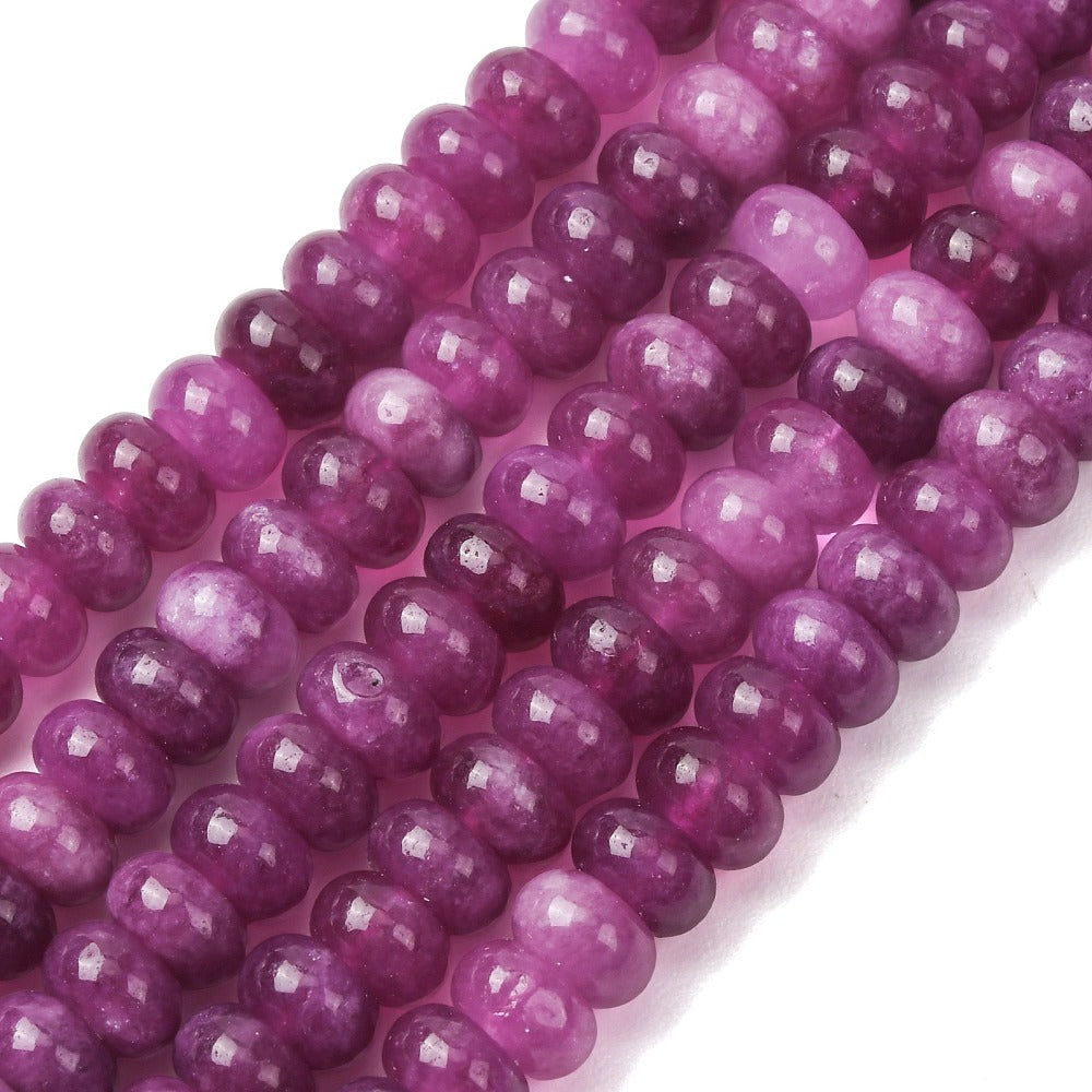 Jade Blanc Naturel — Rondelles 8x5mm | Vieux Rose | Fil ~39 cm