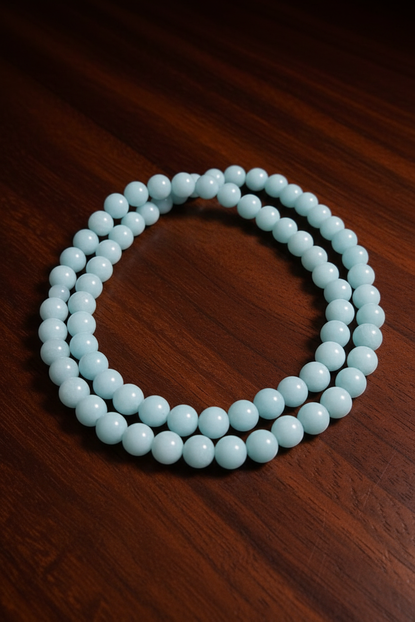 Natural Aquamarine Chalcedony Necklace — 10mm Beads | 75 cm