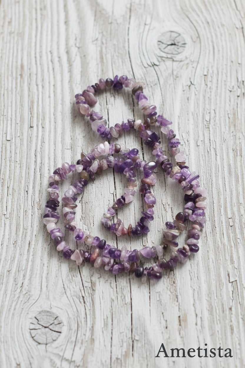 Collana Chips di Pietre Naturali — Ametista, Amazzonite, Fluorite, Lapislazzuli e molte altre | 80 cm