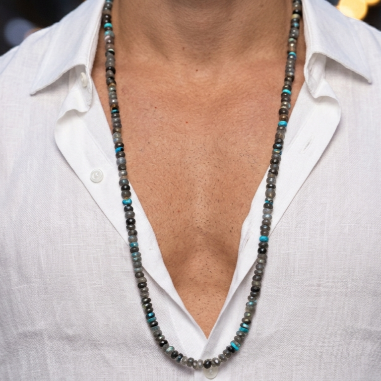 Natural Labradorite Necklace — Rondelle 7x4mm | 85 cm