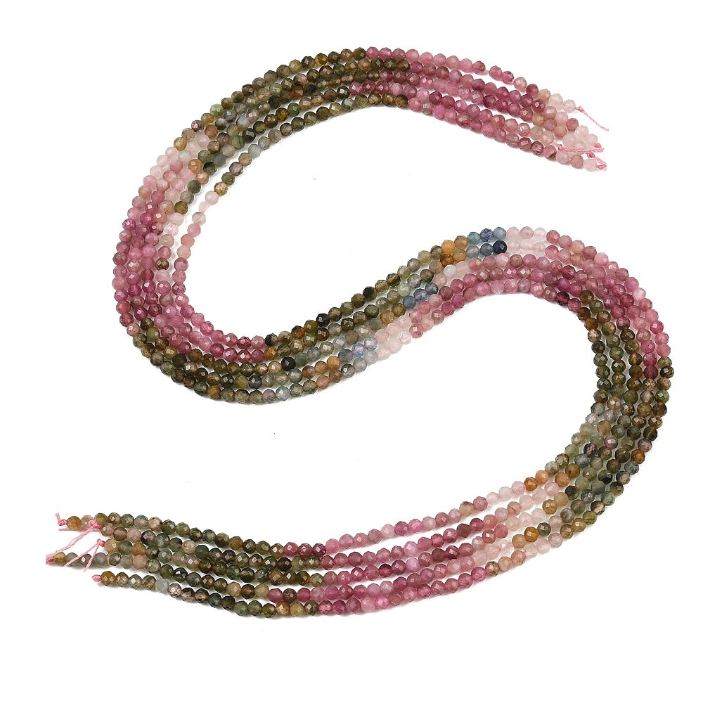 Multicolor Tourmaline — Gradient colors — Faceted beads 2.8/3mm | Strand ~40 cm