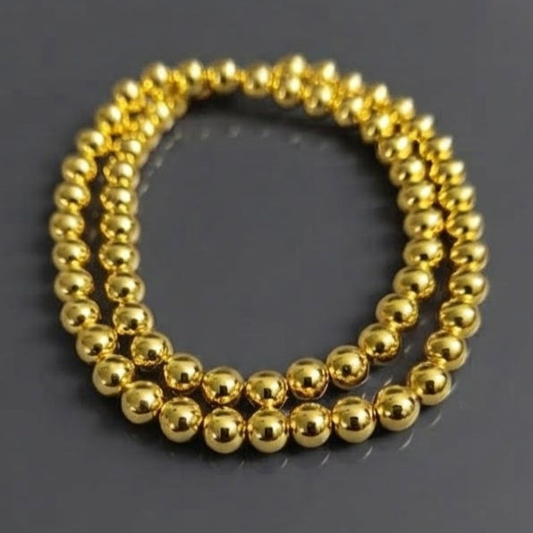 Collana di Ematite — Perline Tonde 6mm | Gold, Light Gold e Rose Gold | 40 o 45 cm