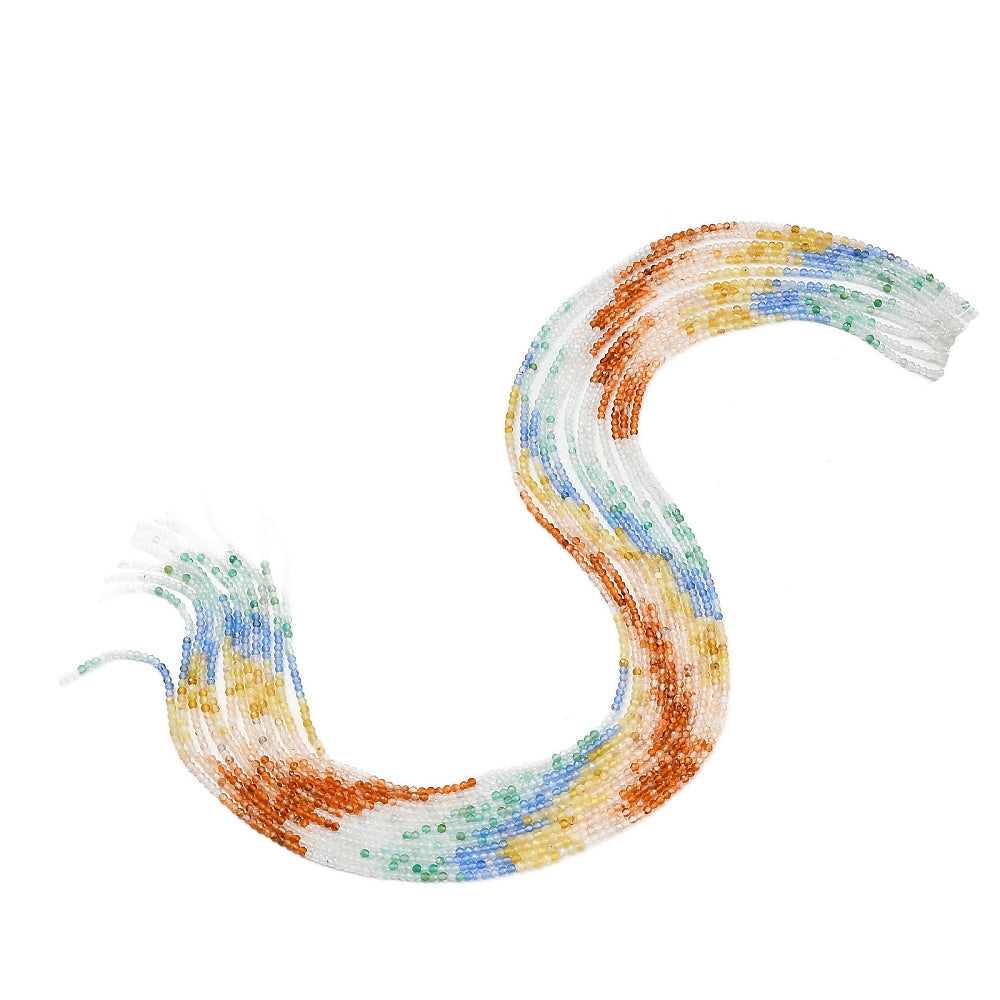 Agata Multicolori — Colori sfumati — Perline Sfaccettate 2mm | Filo ~39 cm
