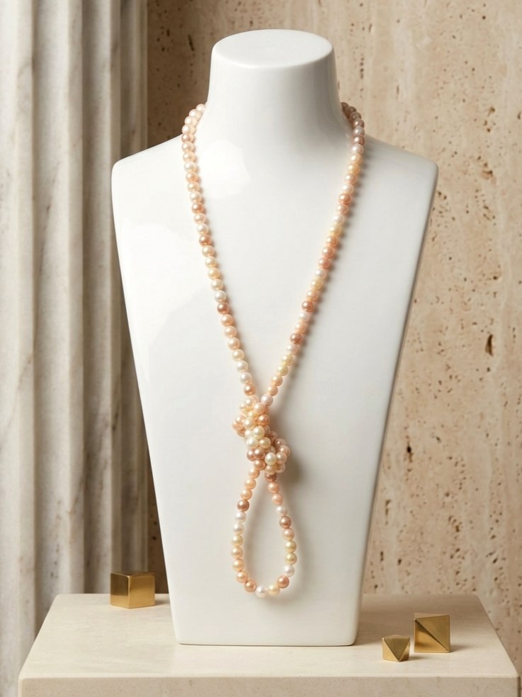 Natural Mother-of-Pearl Bead Necklace — 8mm | 120 cm