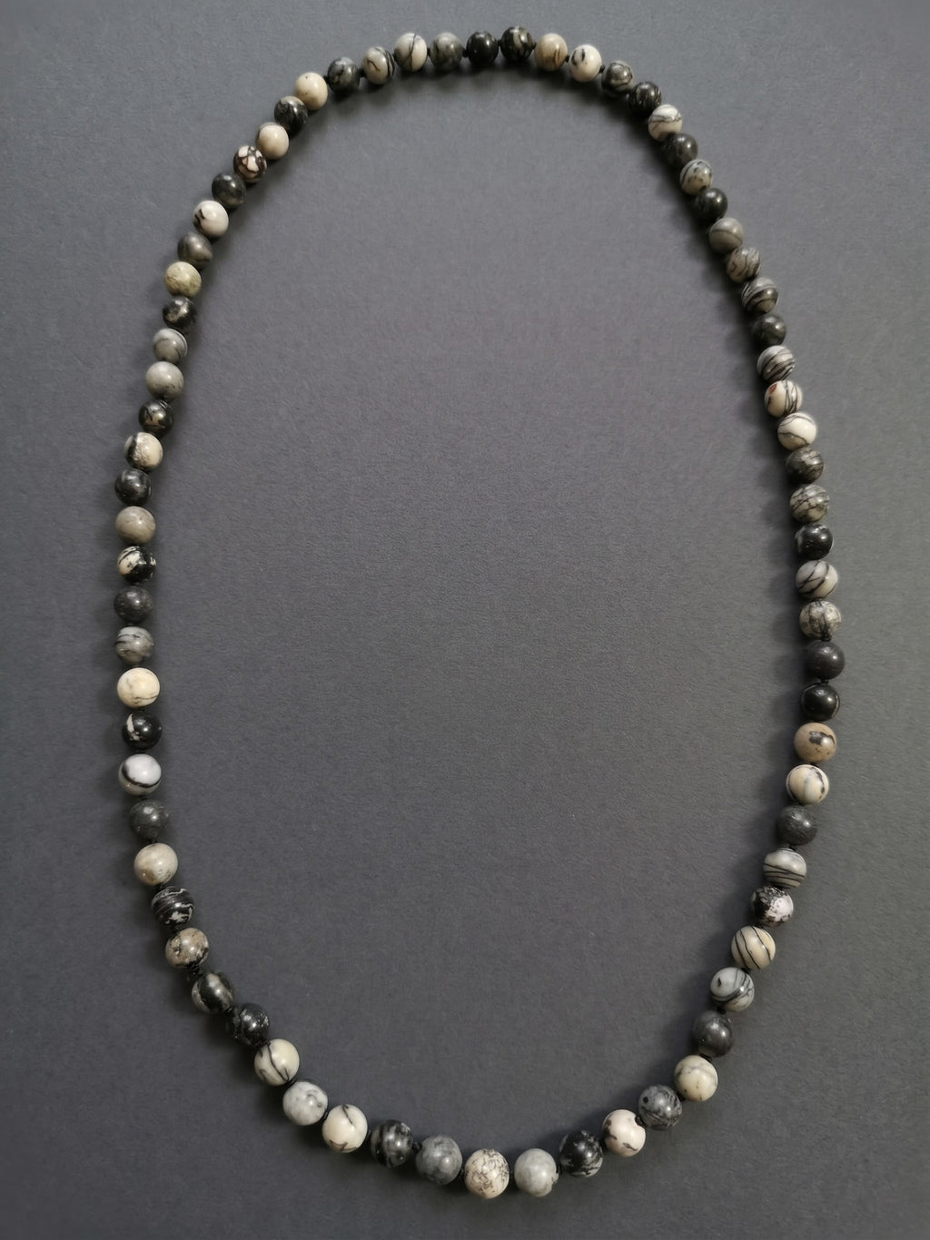 Collana Mala annodata di Diaspro Silk Netstone — Sfere 10mm | 80 cm