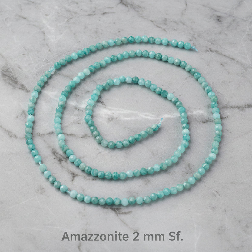 Natural Amazonite — Faceted Beads 2/3mm | Strand ~39 cm