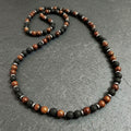 Collana Mala di Ossidiana Mogano, Roccia Lavica ed Ematite — Sfere 8mm | 75 cm