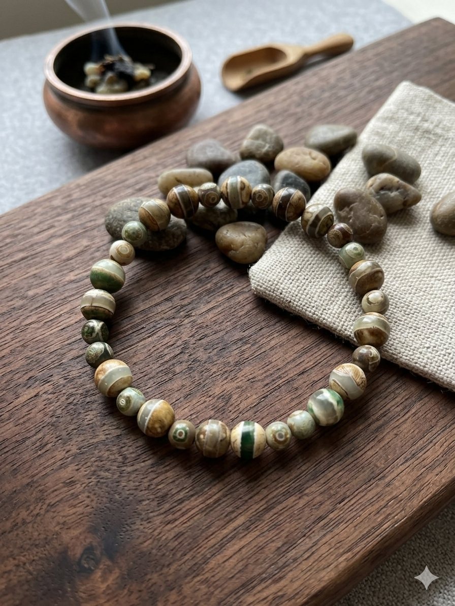 Bracciale di Agata Tibetana — Sfere 6/8mm | 18-22 cm