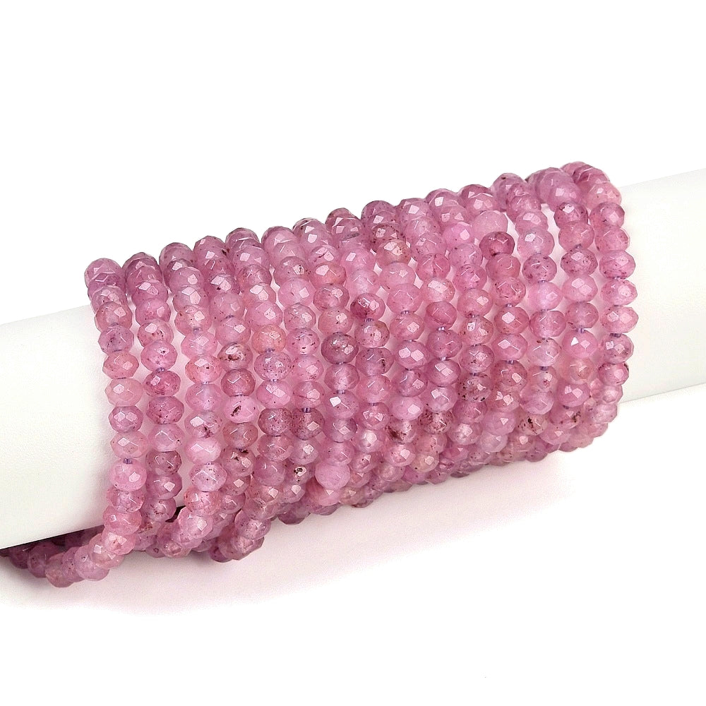 Malaysian Natural Jade — Faceted Rondelles 4x2mm | Light Purple | Strand ~36 cm