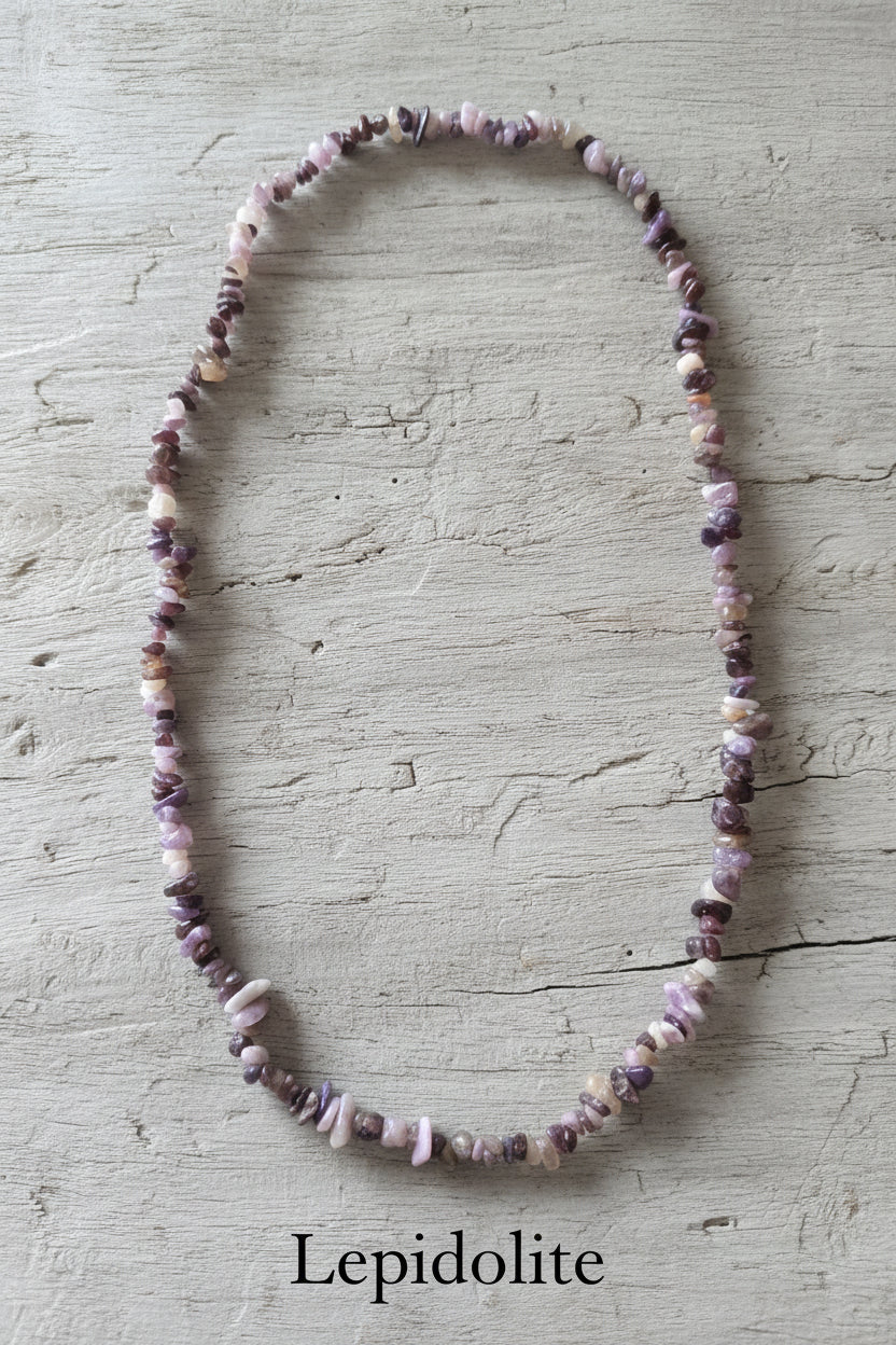 Collana Chips di Pietre Naturali — Ametista, Amazzonite, Fluorite, Lapislazzuli e molte altre | 80 cm