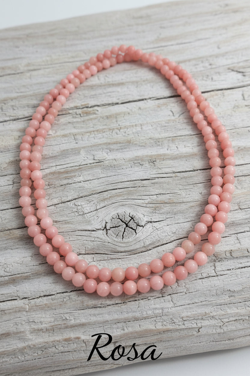 Long Necklace in 100% Natural Jade — 8mm Beads | Various Colors
