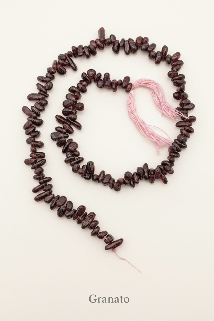 Granato Naturale — Perline Irregolari Cabochon | Filo ~32 cm