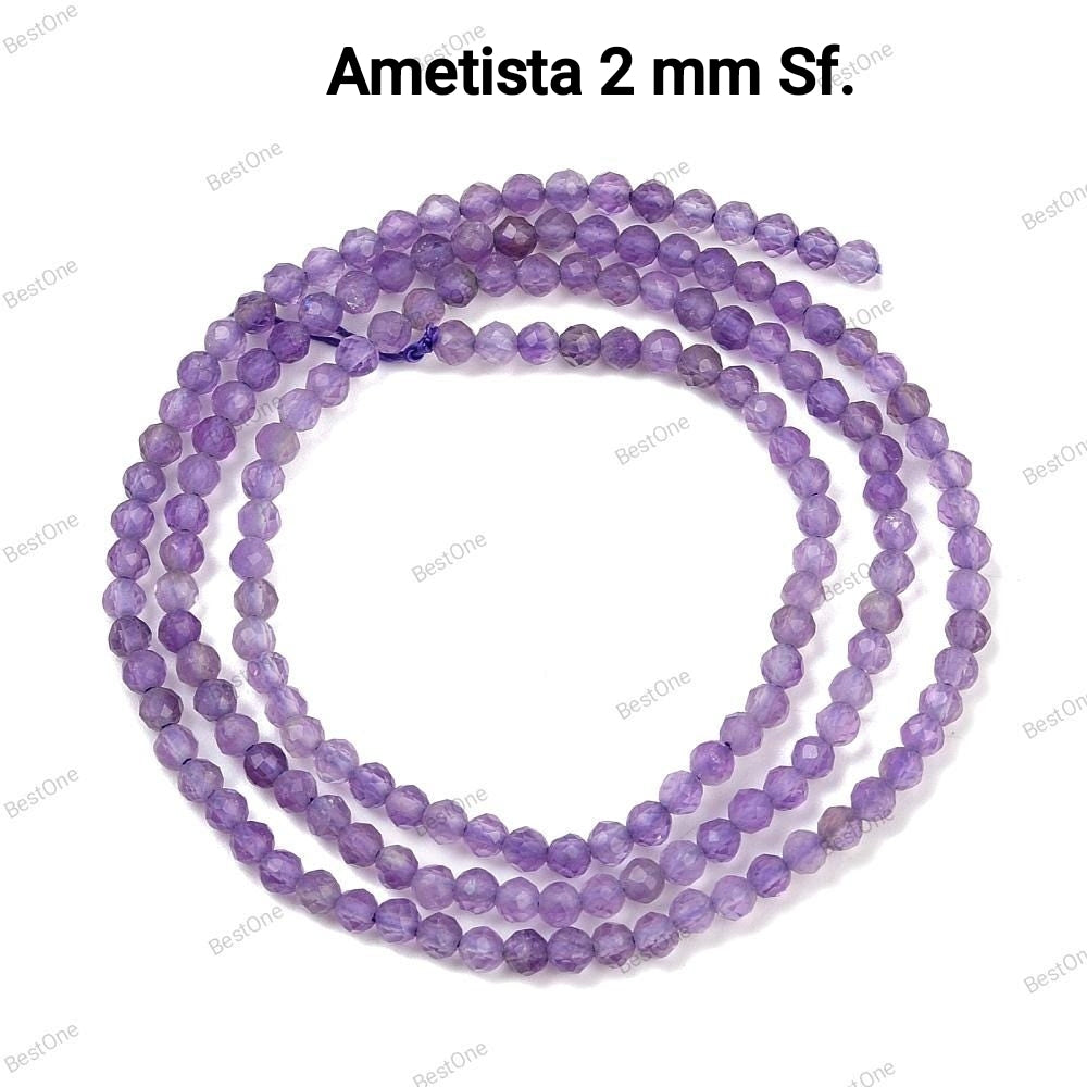 Améthyste Naturelle — Perles Facettées 2/3mm | Fil ~39 cm