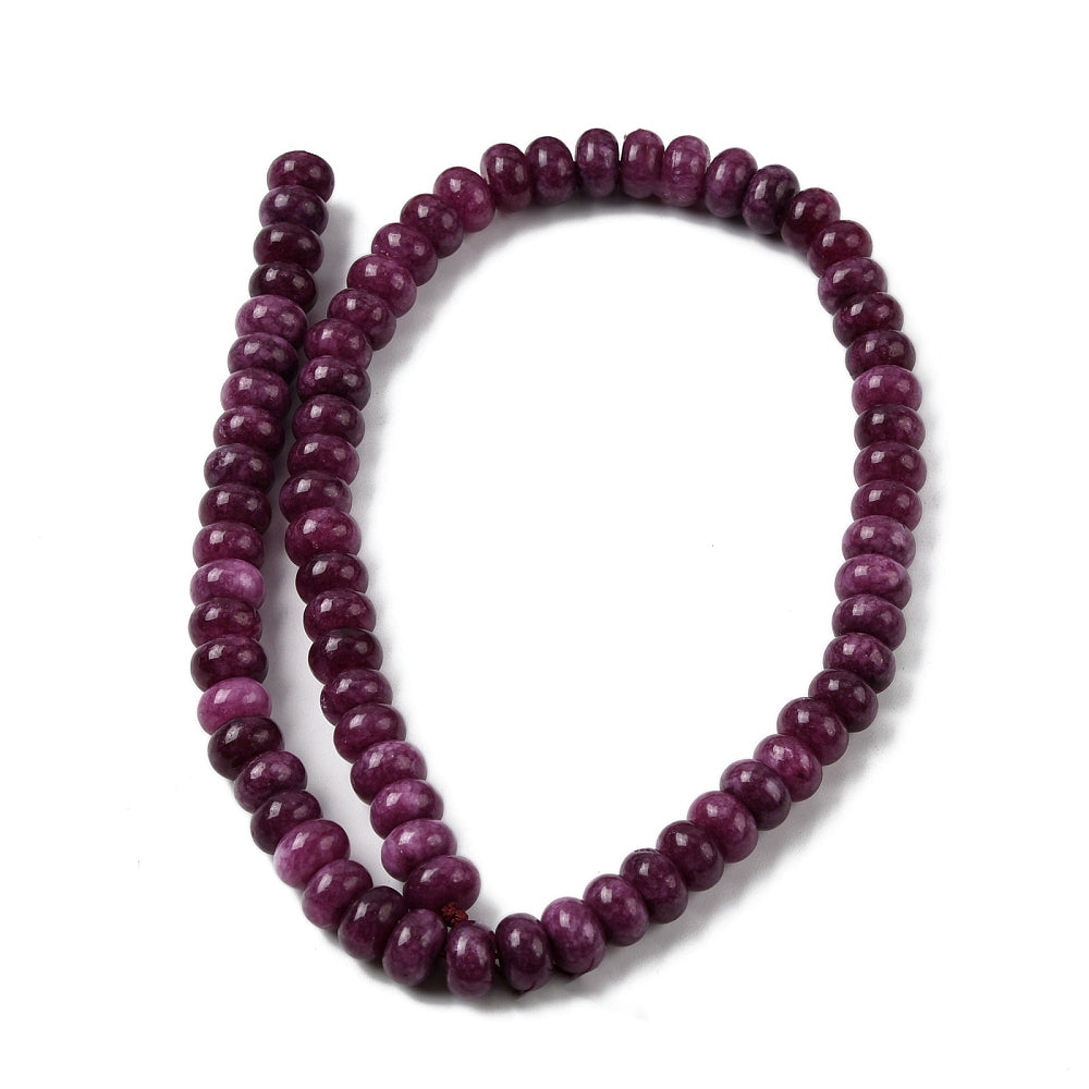Giada Bianca Naturale — Rondelle 8x5mm | Viola Scuro | Filo ~39 cm
