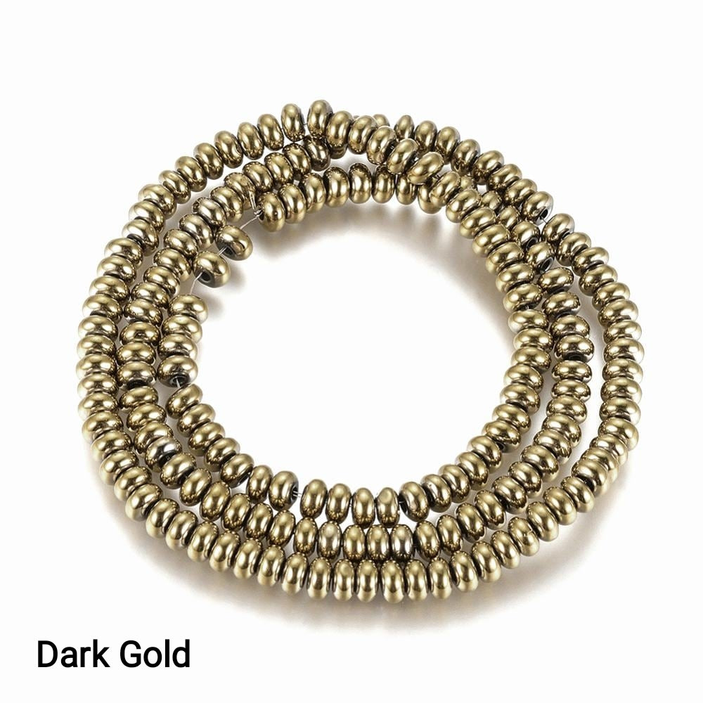 Ematite — Rondelle 4x2mm | Dark Gold, Light Gold, Rose Gold, Light Rose Gold, Golden, Platinum, Silver | Filo ~40 cm