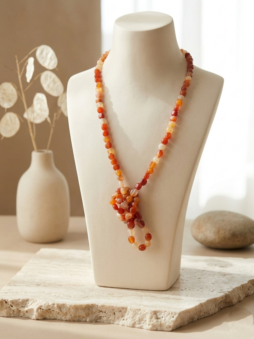 Brazilian Red Agate Necklace — Nuggets 10x12mm | 120 cm