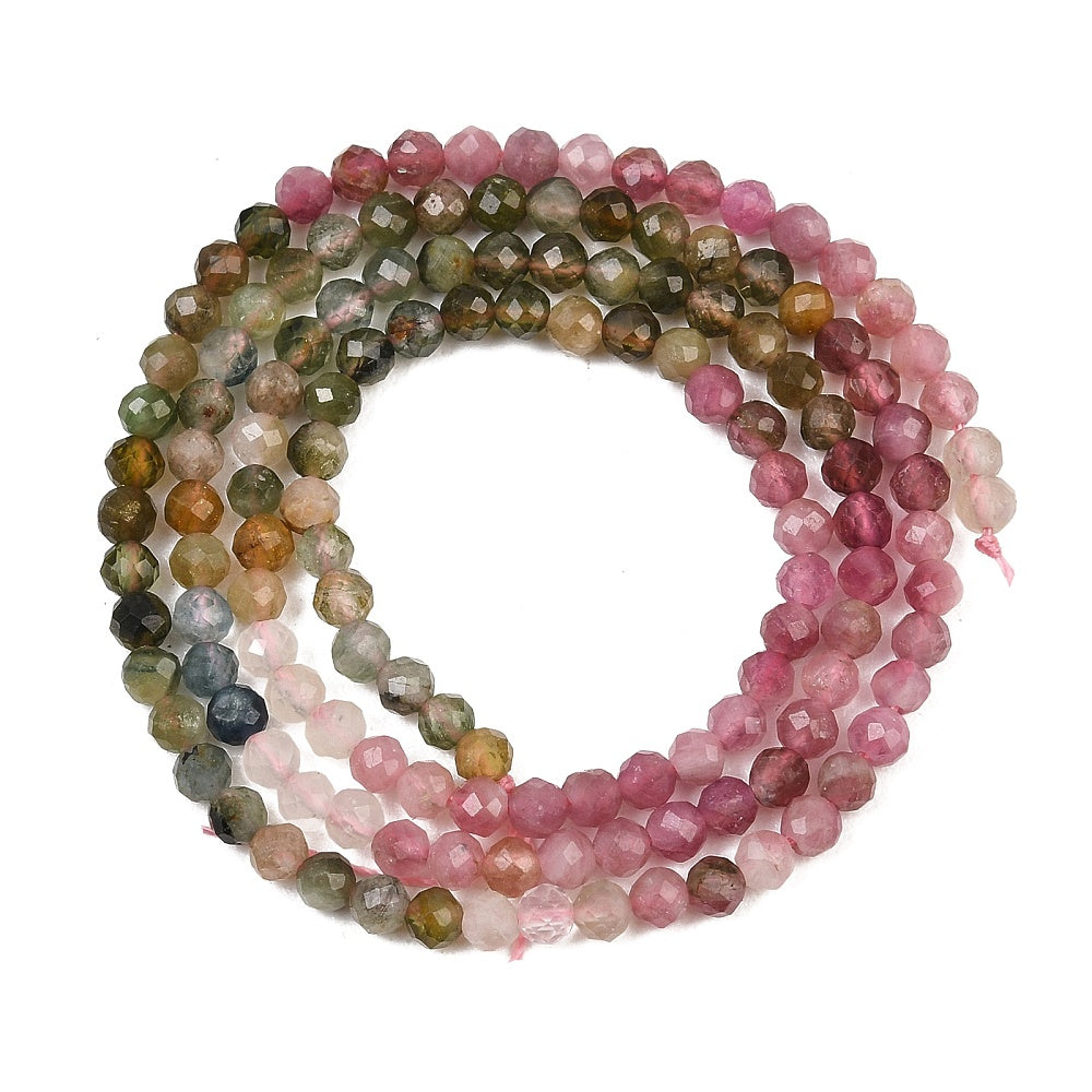Multicolor Tourmaline — Gradient colors — Faceted beads 2.8/3mm | Strand ~40 cm