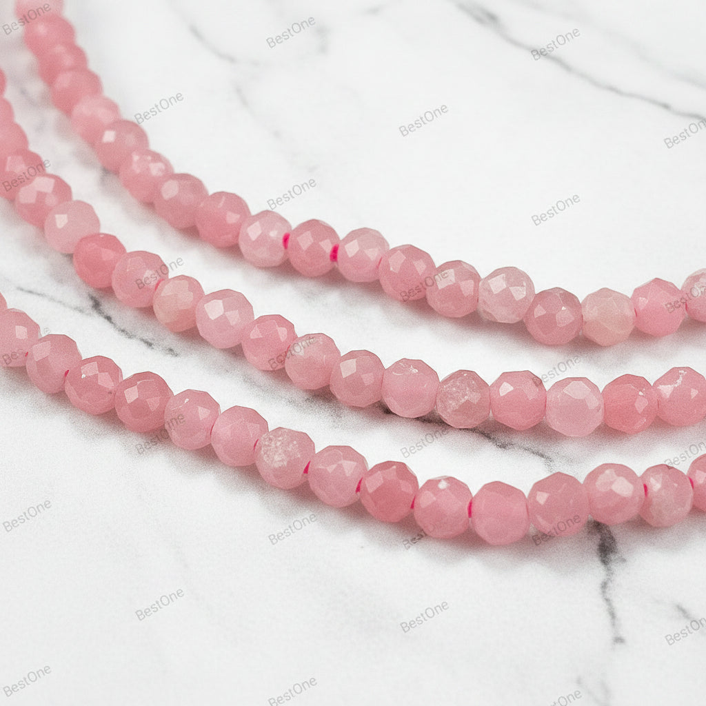 Opale Rose Naturelle — Perles Facettées 2mm | Fil ~38 cm