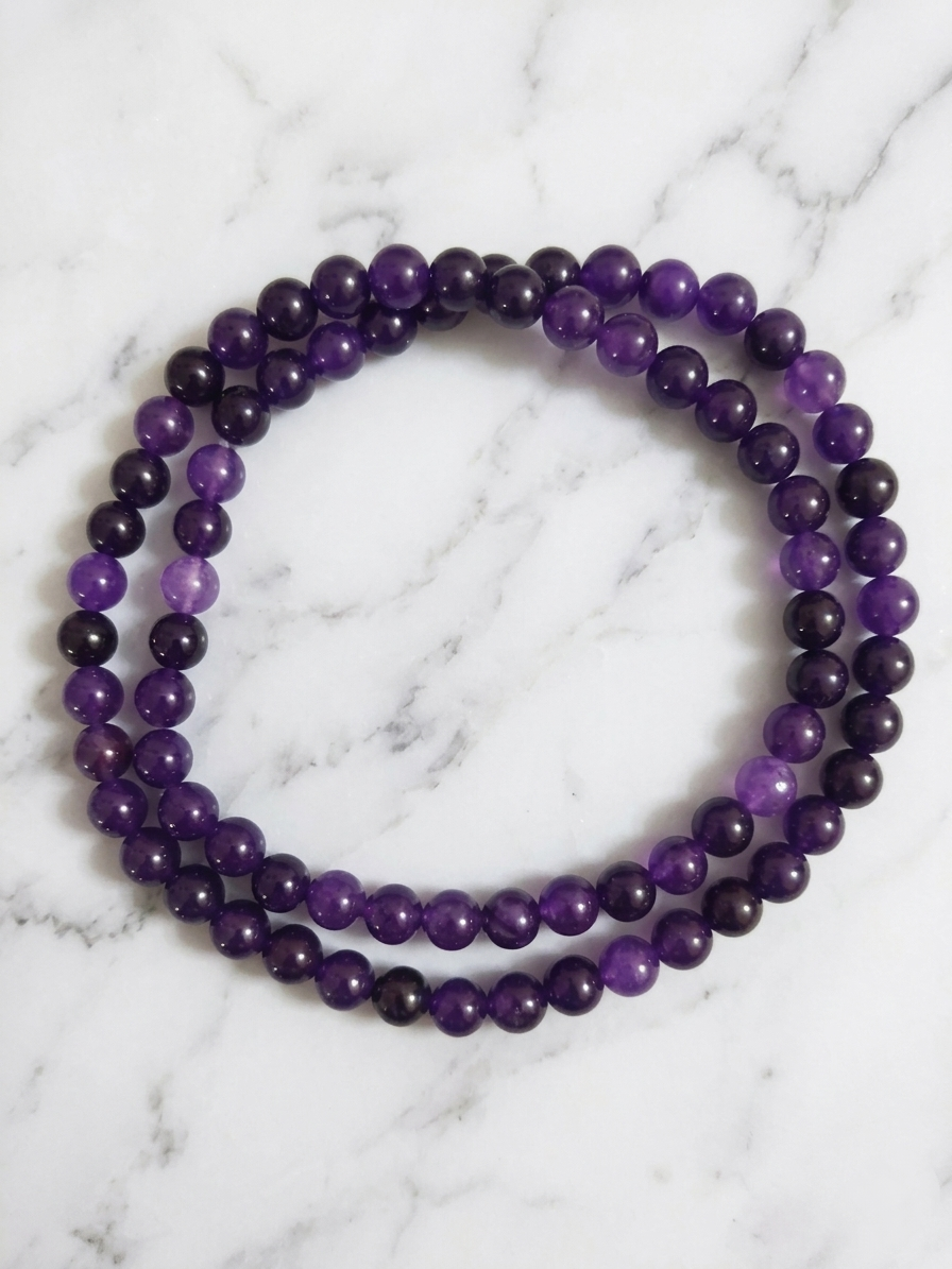 Natural Amethyst Necklace — 10mm Spheres | 75 cm