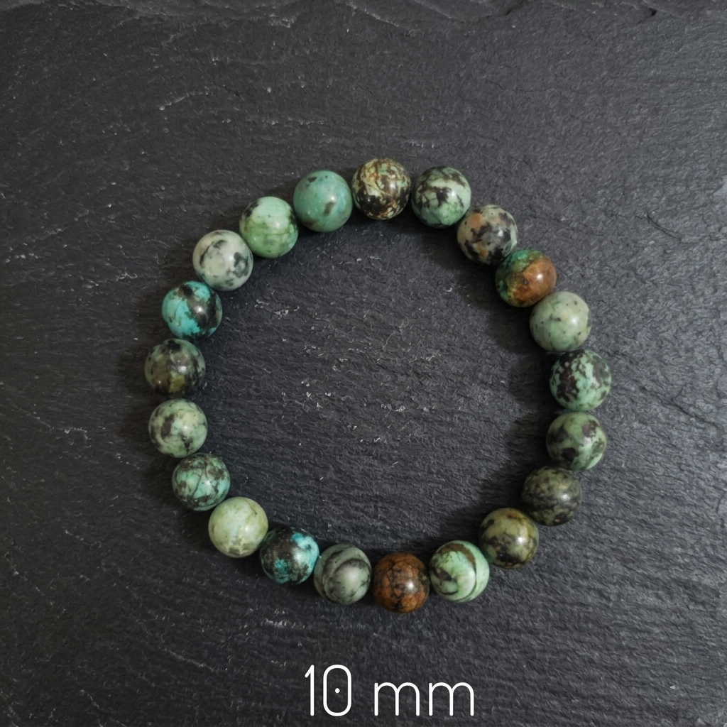 Bracciale di Turchese Africano (Diaspro) — Sfere 6/8/10mm | 18-22 cm